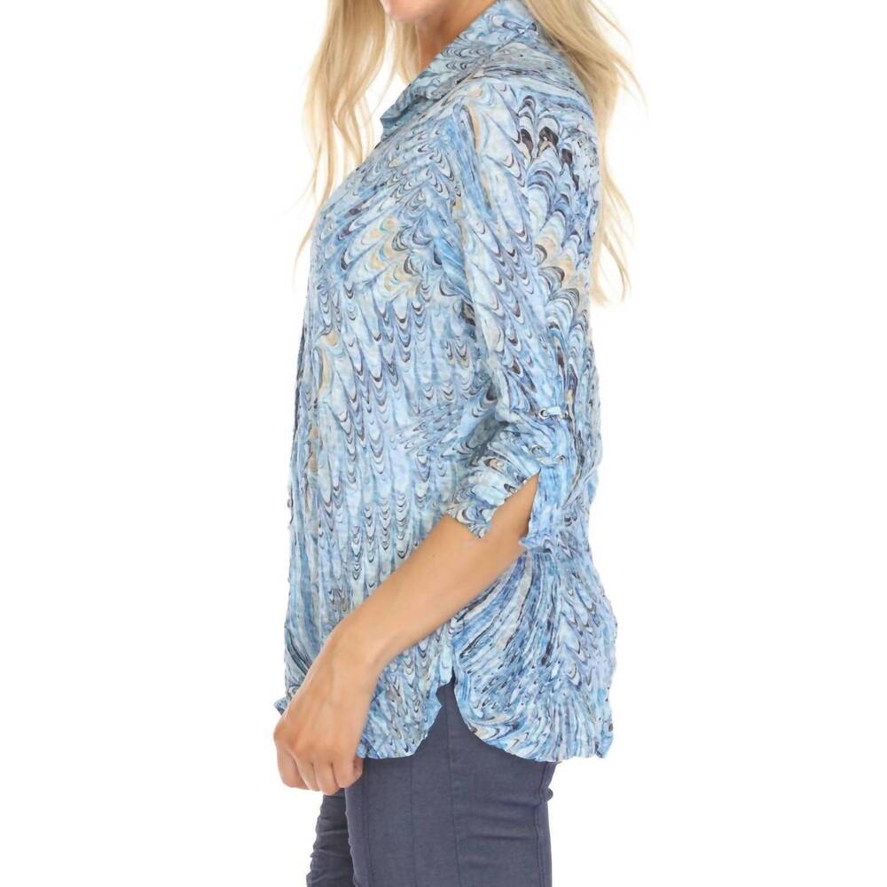 NEW CARINE sabrina 3/4 sleeves shirt in tidal drift - Picture 3 of 8
